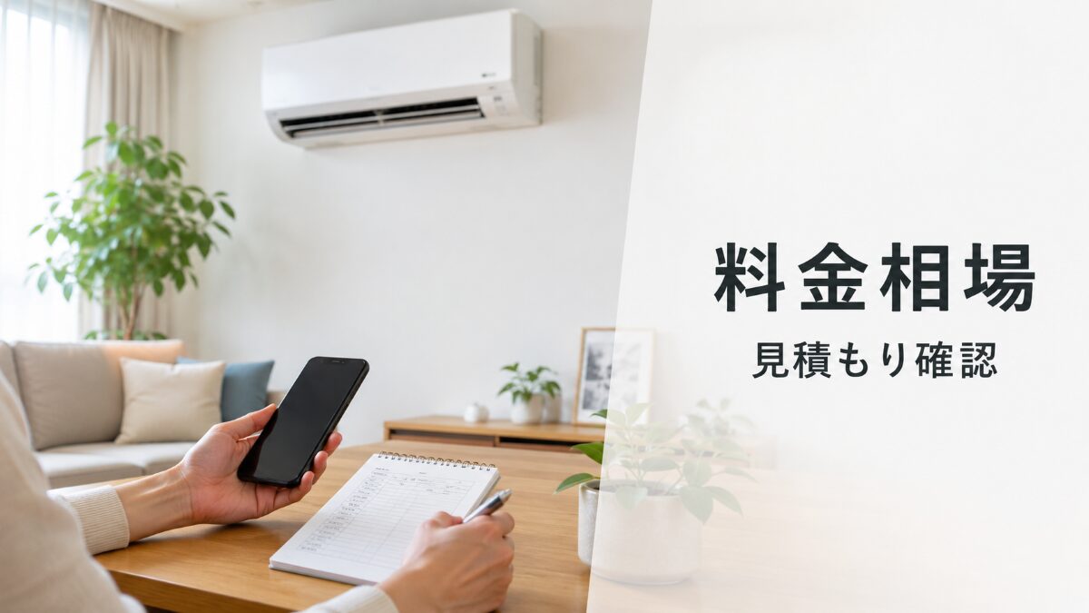 エアコン掃除の料金相場と見積もりを確認している様子