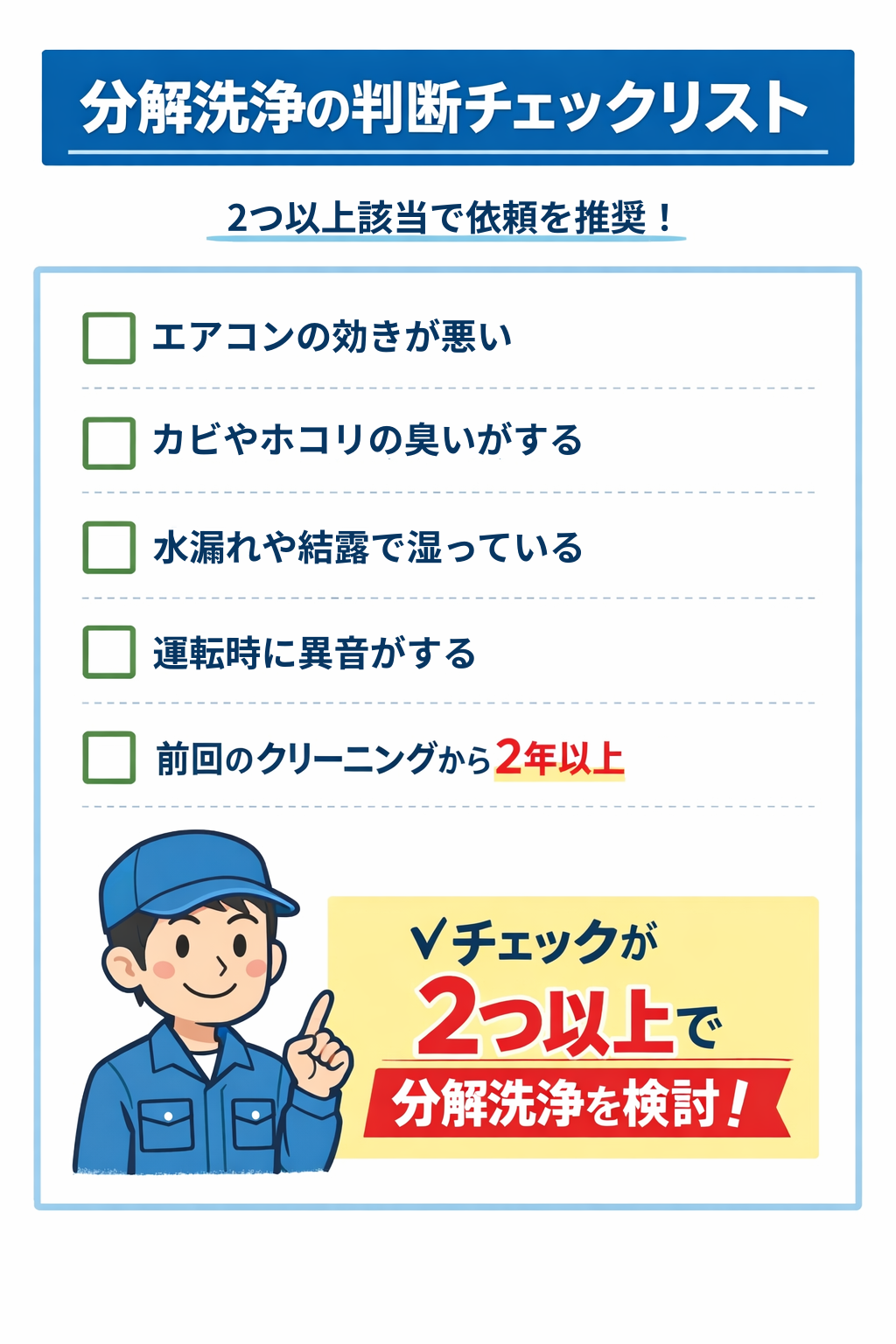 分解洗浄の判断チェックリスト