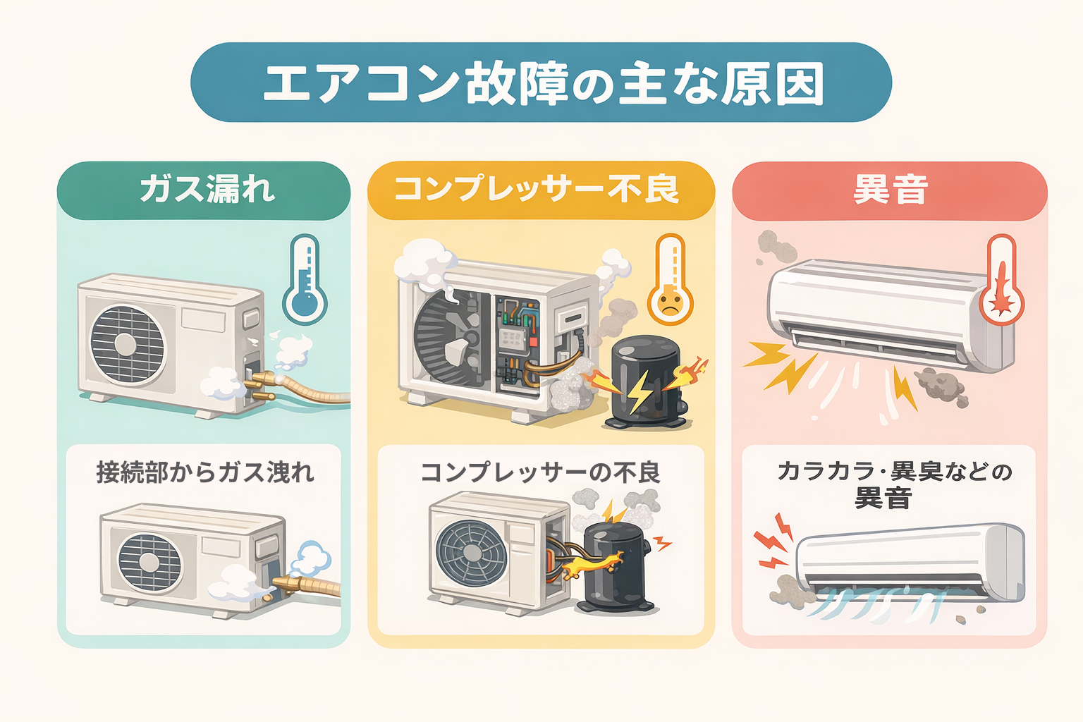 エアコン故障の主な原因