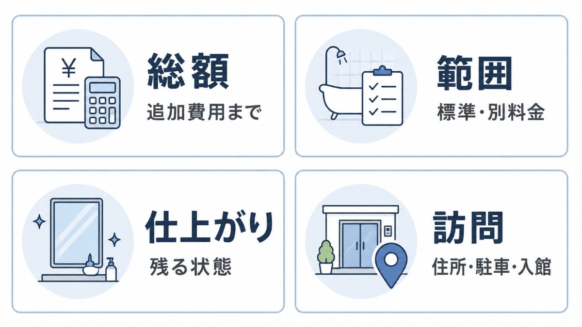 東京23区の浴室クリーニングを比較する4つの確認項目