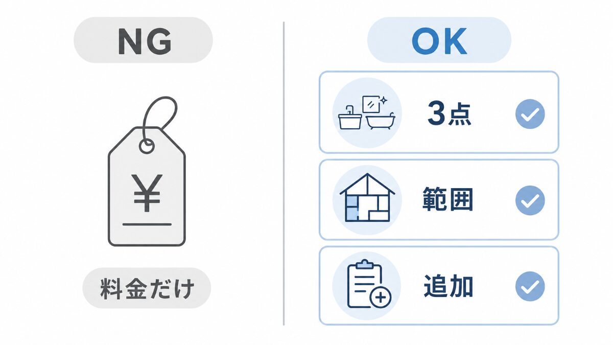 水回り3点セットを料金だけでなく範囲と追加条件で判断する図解