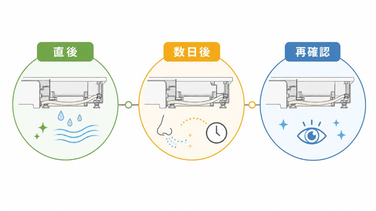 浴室エプロン内部掃除後に直後数日後再確認で判断する時系列フロー