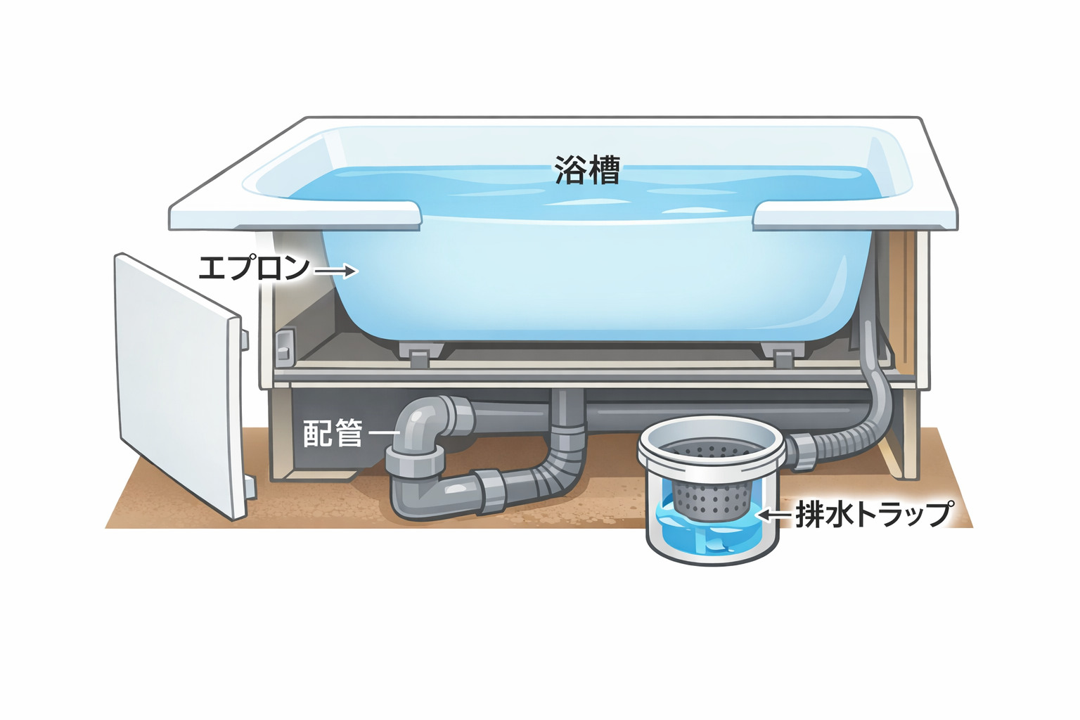 浴室エプロン内部の構造図