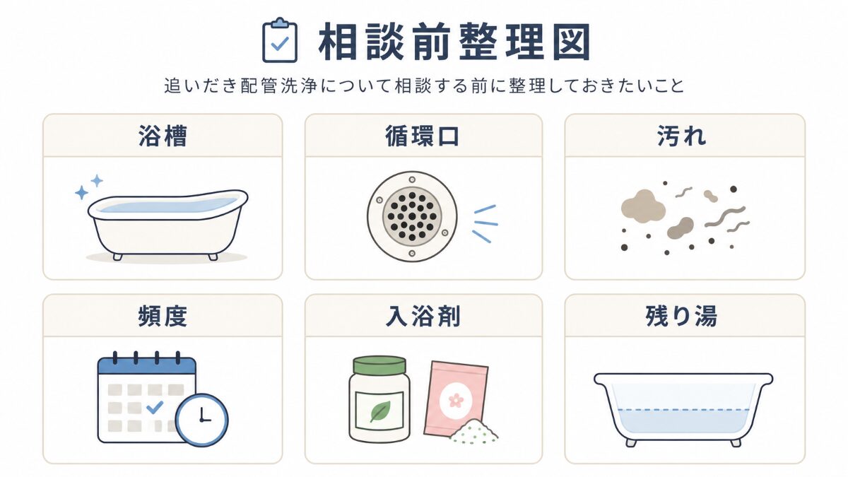 追い焚き配管洗浄の相談前に整理する写真と使用状況の図解