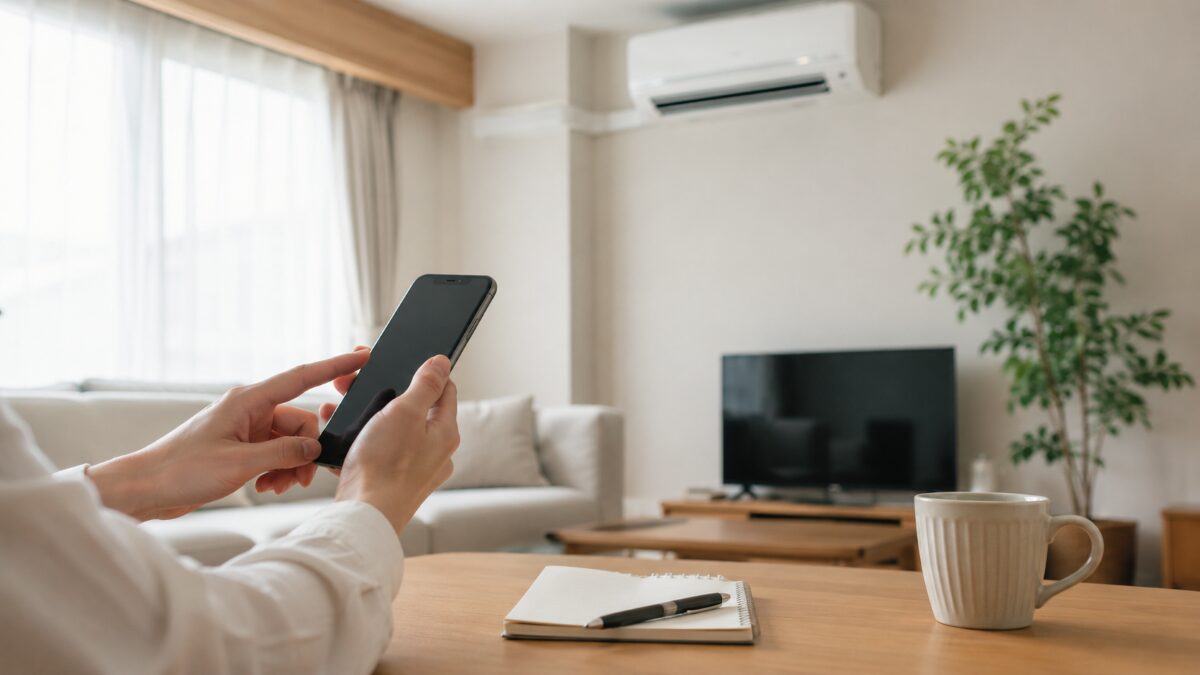 エアコンクリーニングの安い業者を料金と作業内容で確認している様子