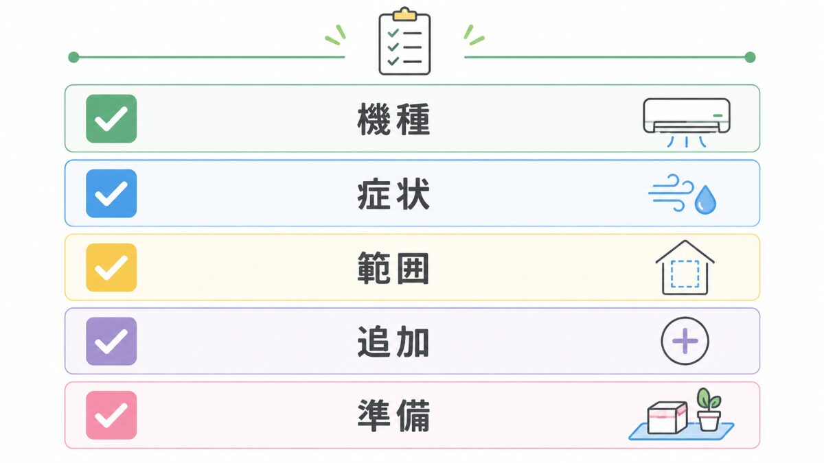エアコンクリーニング依頼前に確認する5項目のチェックリスト図解