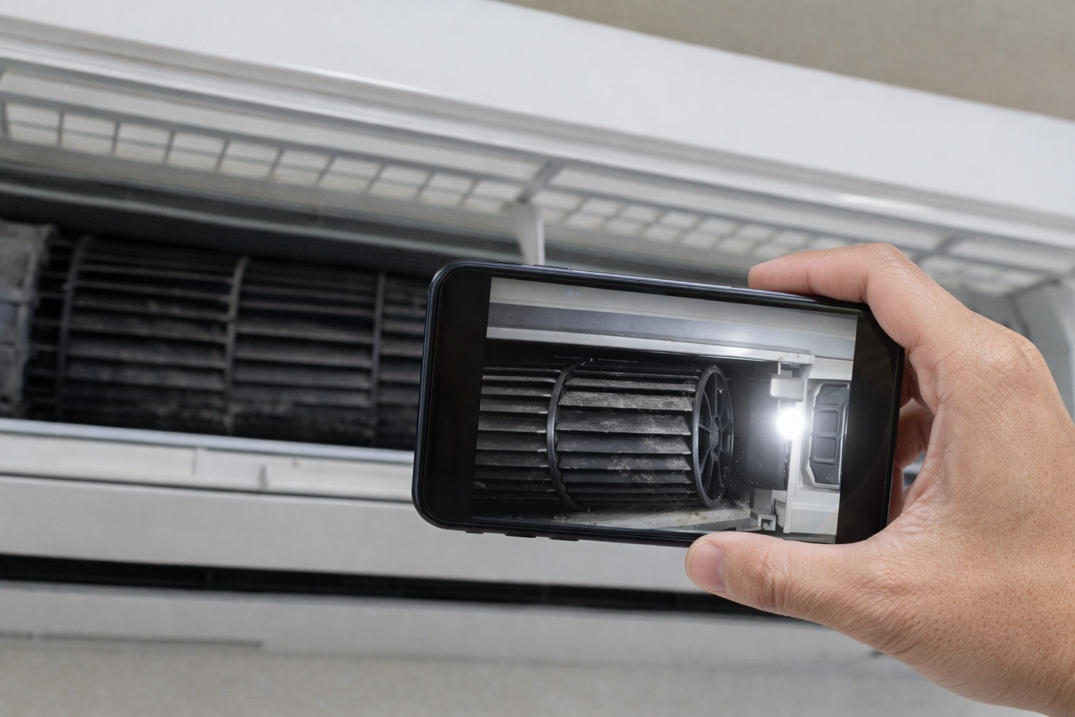 スマートフォンでエアコン内部を確認する方法