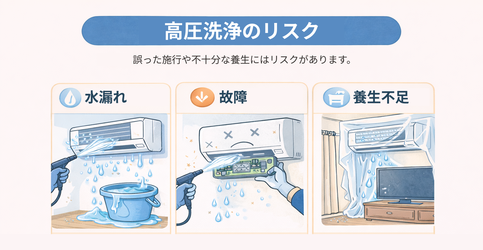 高圧洗浄のリスク図解