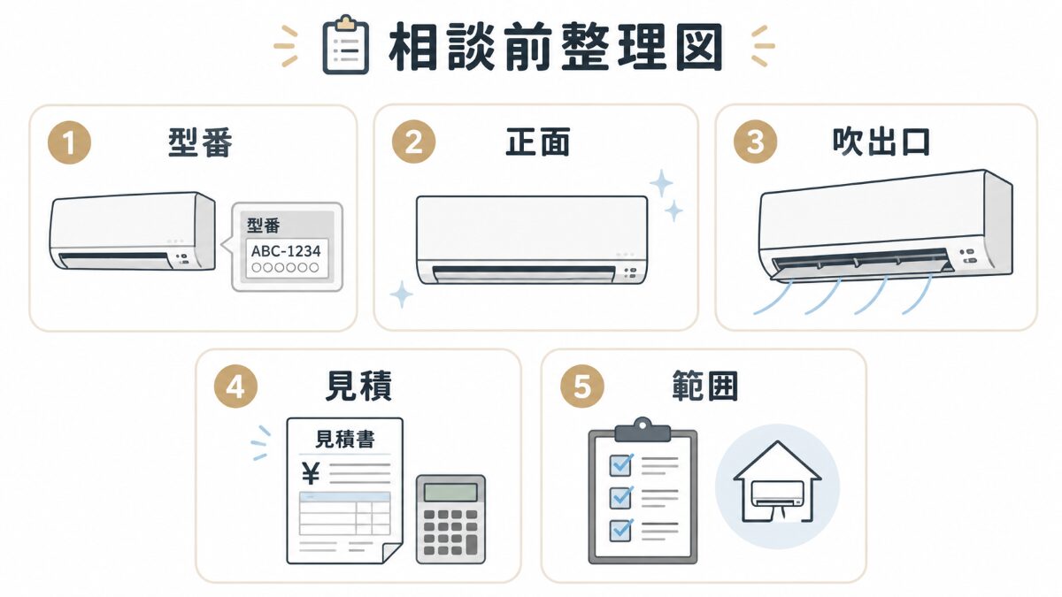 安いエアコンクリーニング業者を相談前に型番写真見積もり範囲で整理する図解