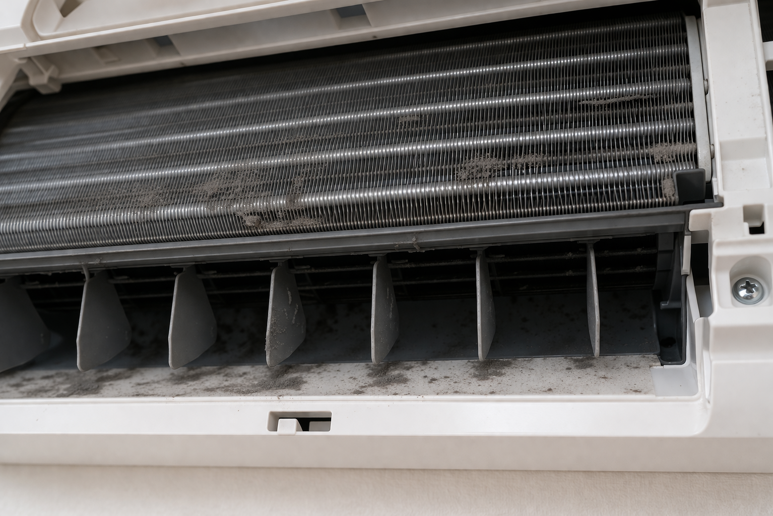 エアコン内部に汚れが残っている状態