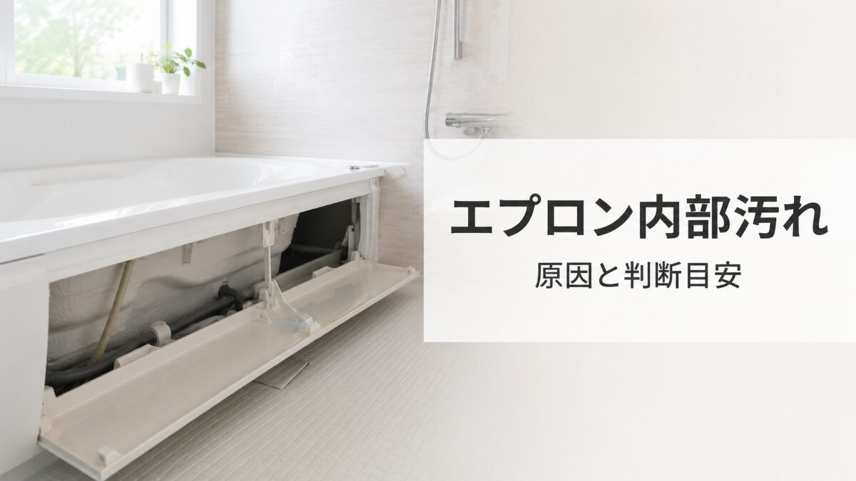 浴室エプロン内部が汚れる原因と判断目安を示すアイキャッチ