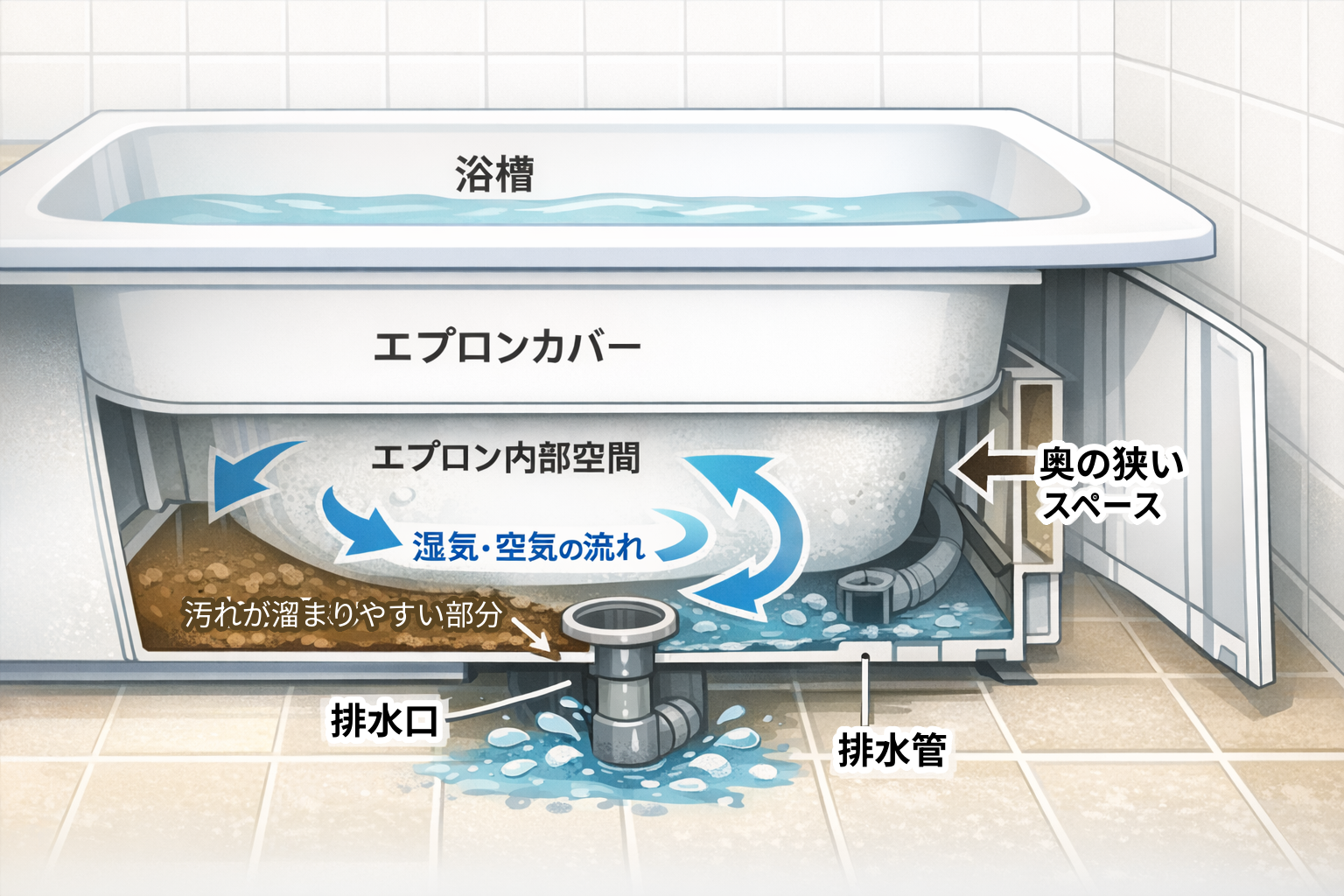 浴室エプロン内部の構造図