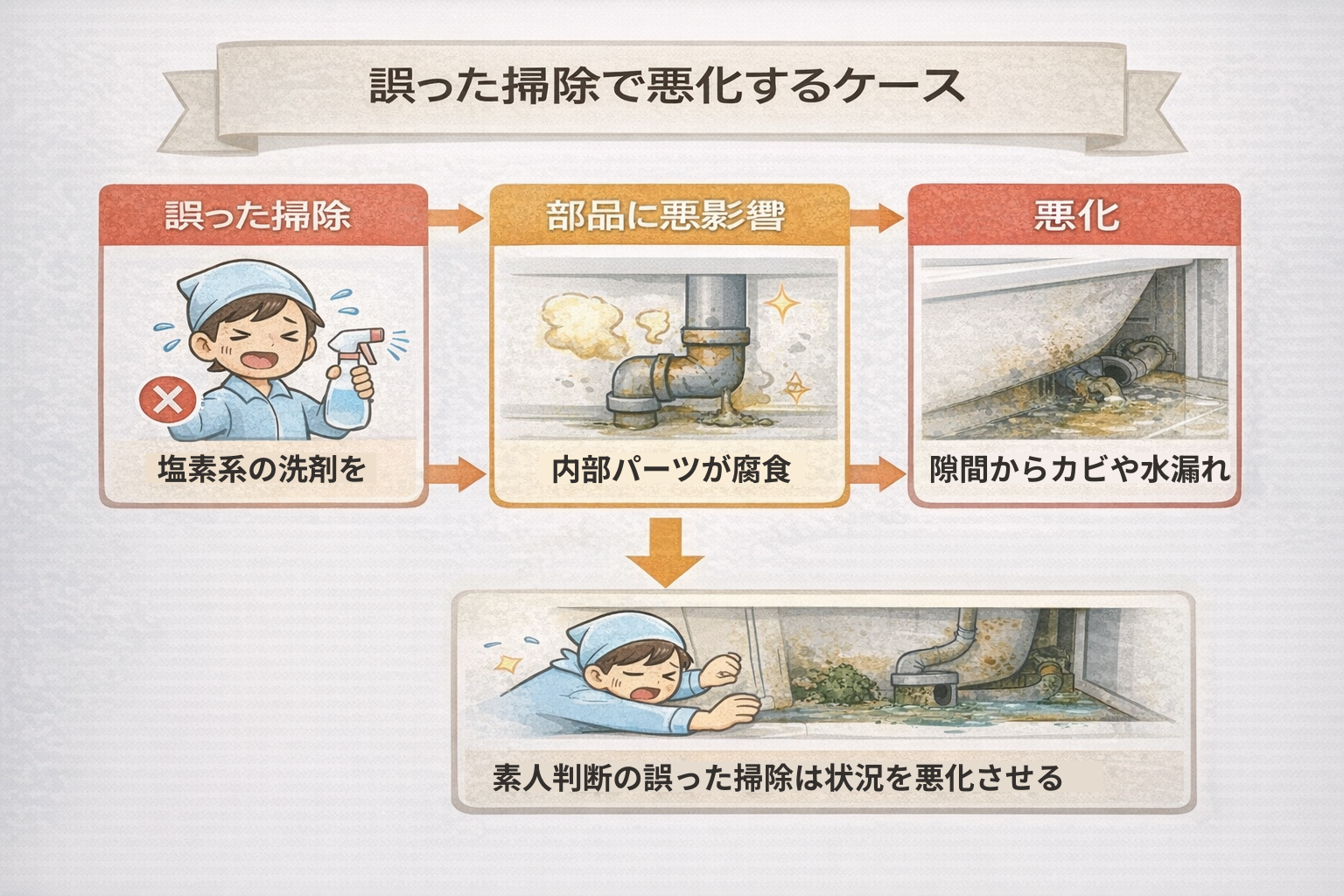 掃除ミスによる悪化フロー