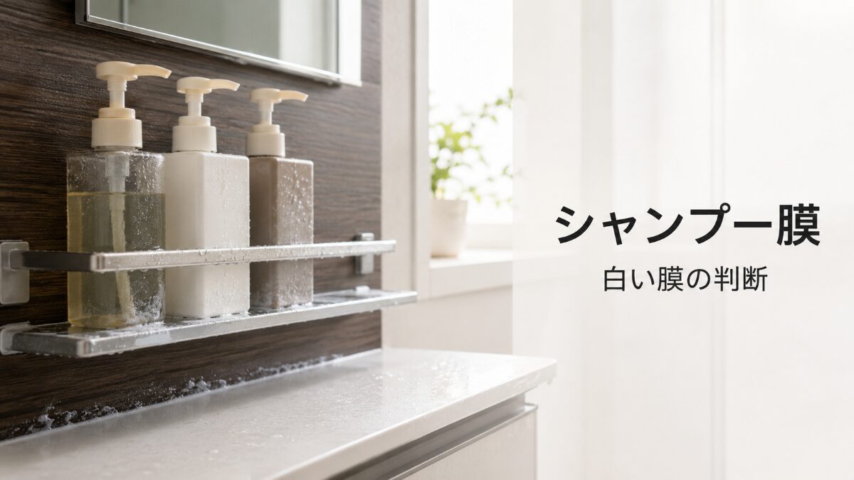 浴室のシャンプー汚れによる白い膜とぬるつきを判断する記事のアイキャッチ