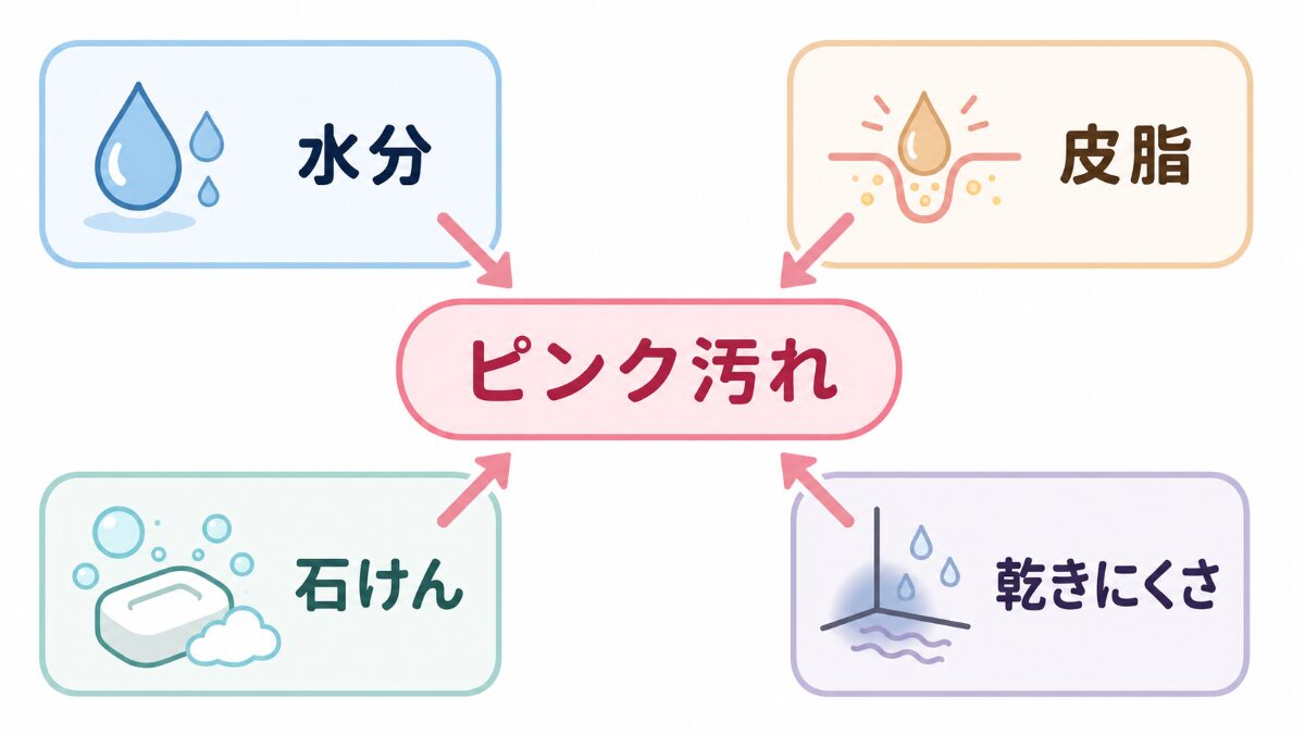 浴室のピンク汚れが水分皮脂石けんカス乾きにくさで出やすい原因マップ