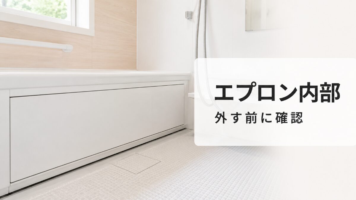 浴室エプロン内部の構造を確認するための浴槽前面イメージ
