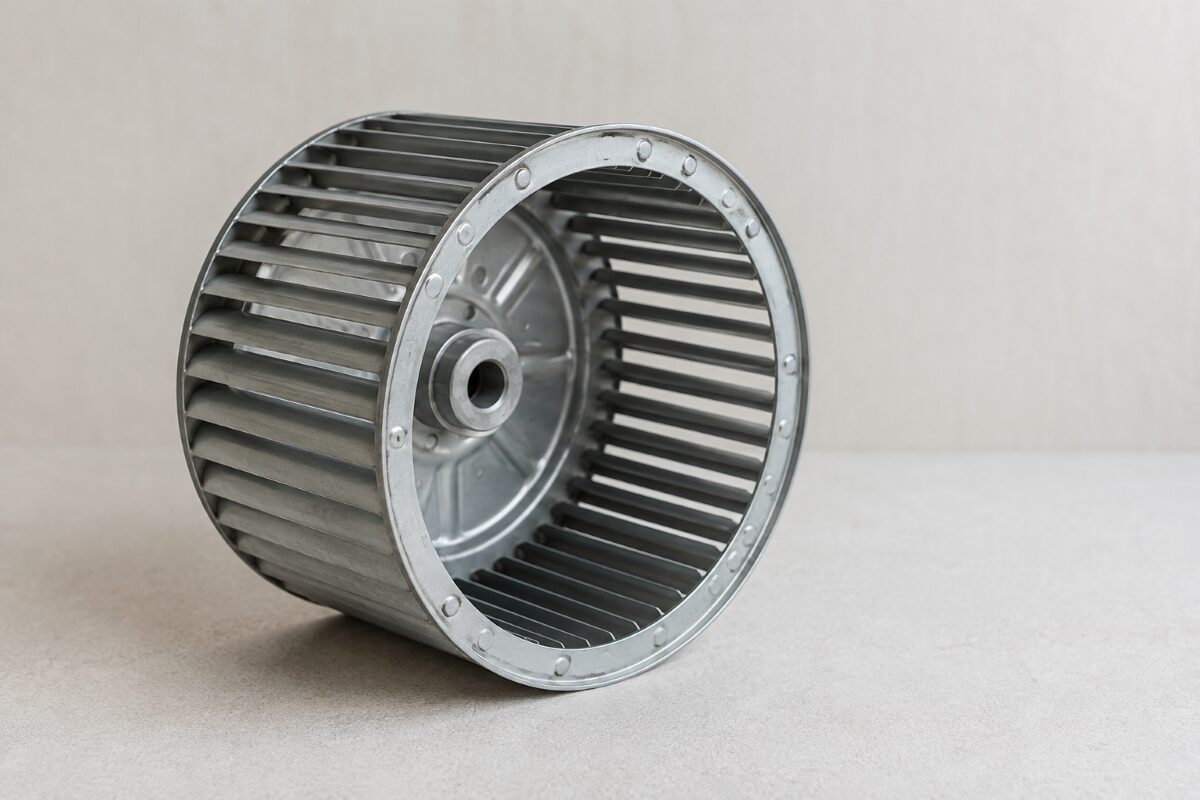 円筒状に細い羽根が並んだレンジフード用シロッコファン