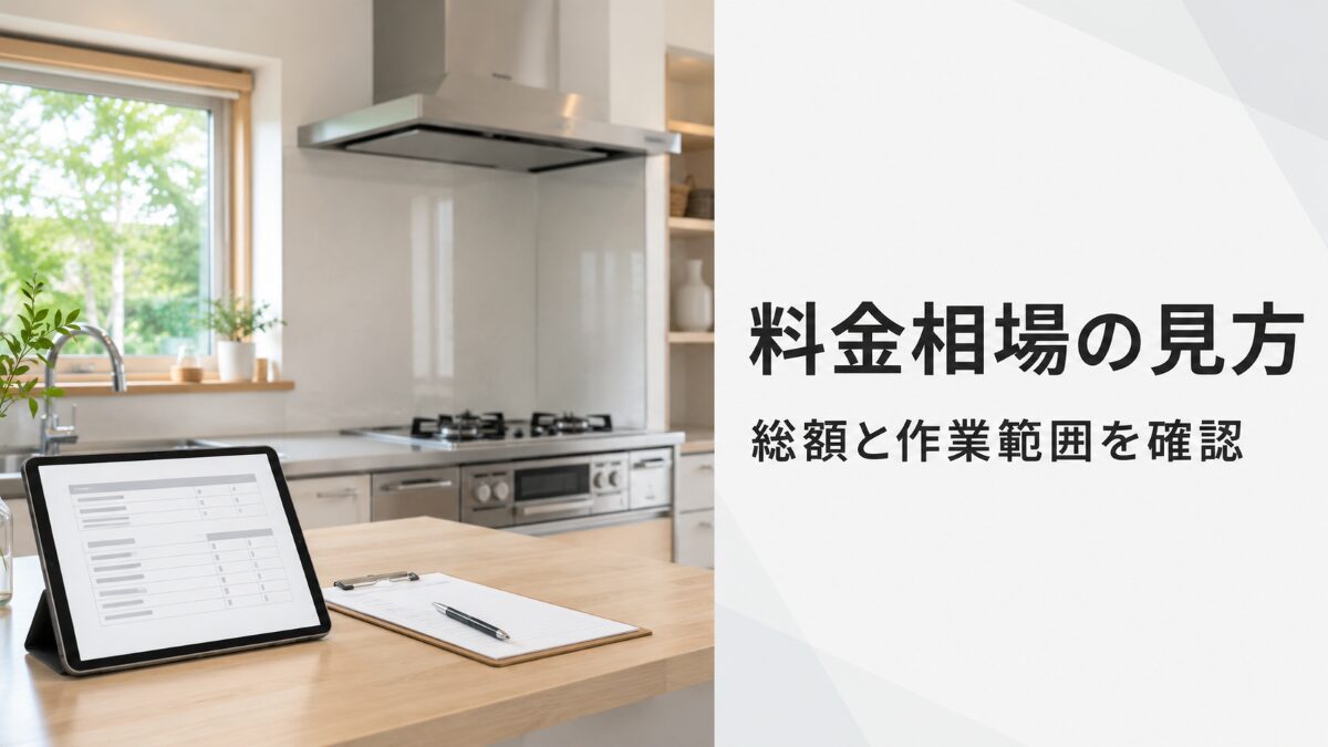 キッチンクリーニングの料金相場を見積書と作業範囲で確認するイメージ