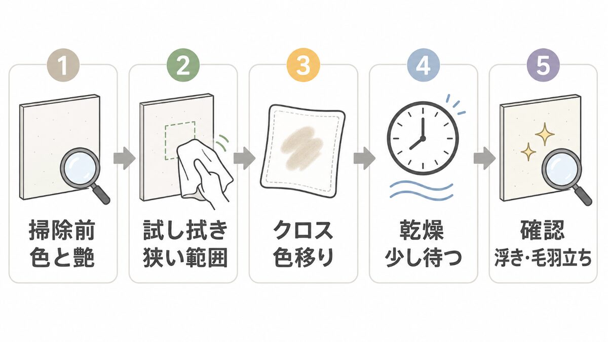 キッチン壁の油汚れを掃除前から試し拭き、乾燥後確認まで追う時系列フロー