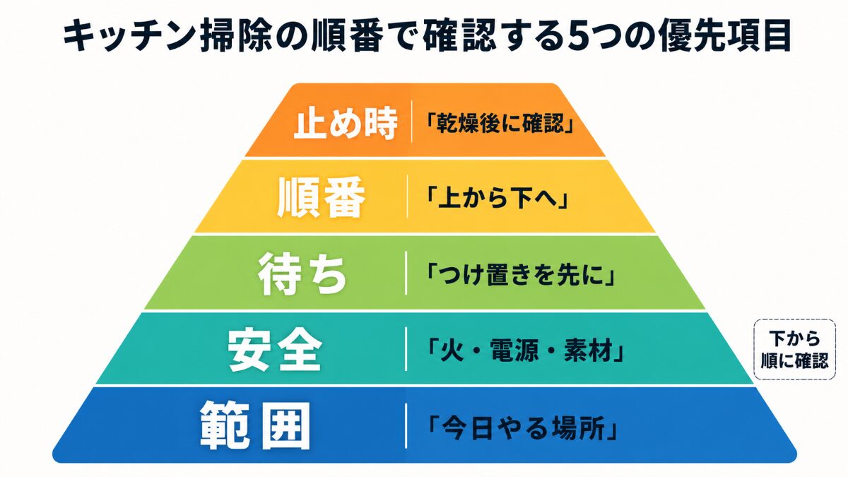 キッチン掃除の順番で確認する5つの優先項目