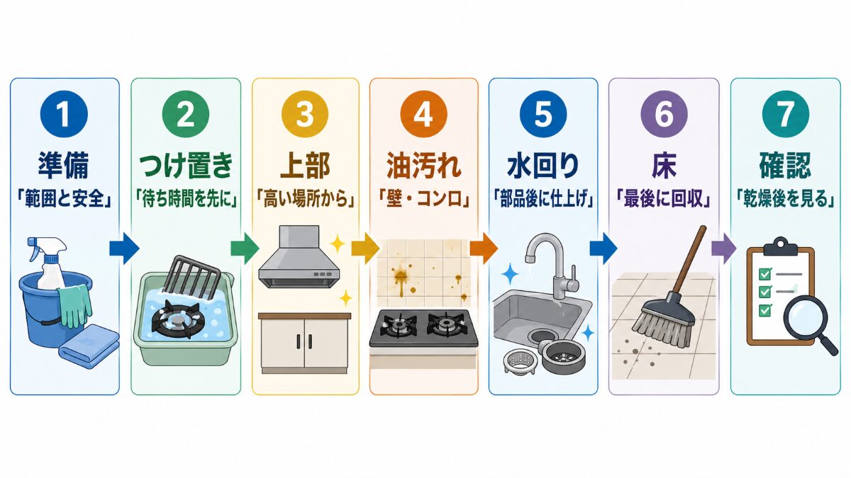 キッチン掃除を効率よく進める7つの順番