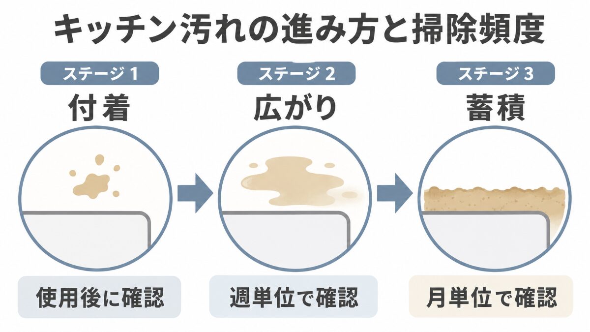 キッチン汚れの進み方と掃除頻度の関係