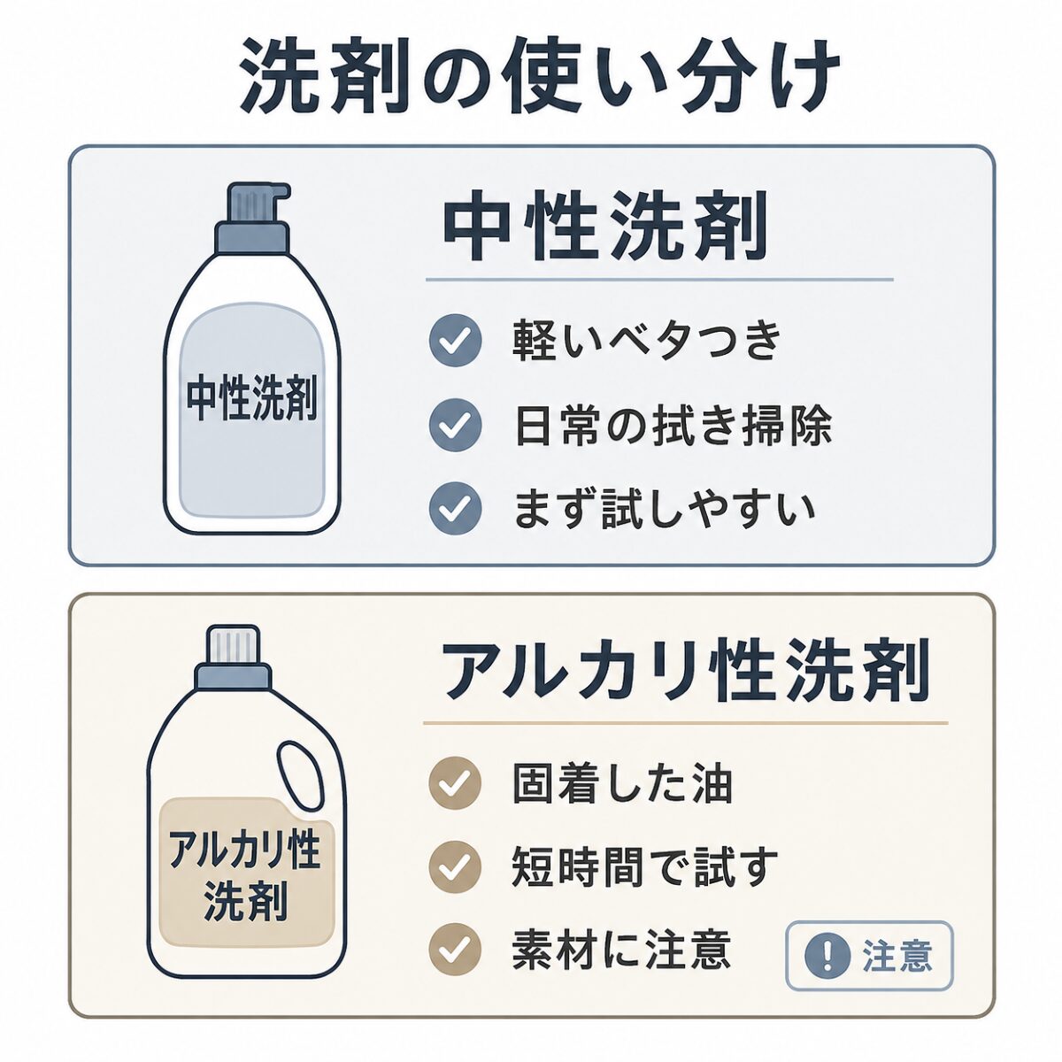 コンロ油汚れに使う中性洗剤とアルカリ性洗剤の使い分け