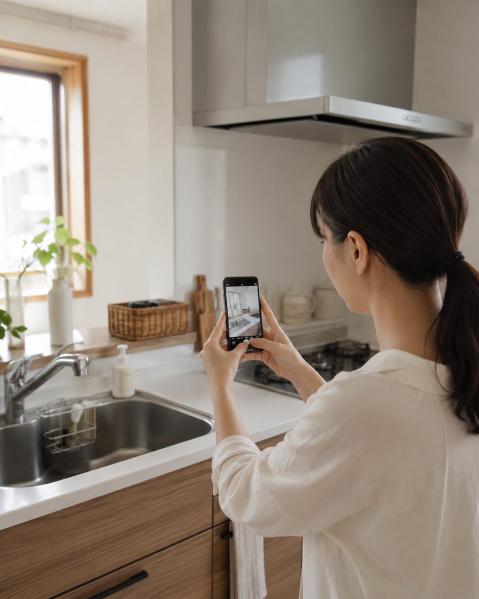 ハウスクリーニング相談前に気になる箇所を写真で整理する様子