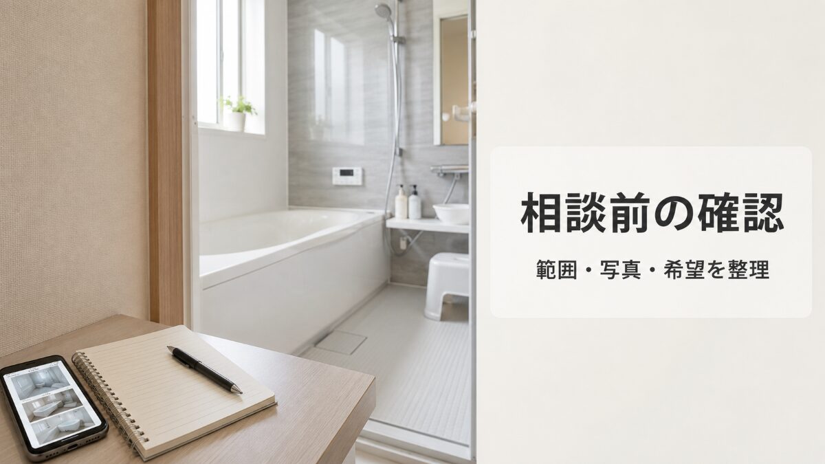 浴室クリーニングの相談前に写真と希望範囲を整理するイメージ