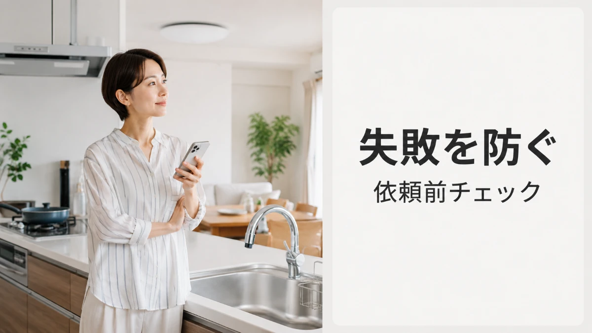 ハウスクリーニング依頼前に気になる箇所を確認する様子