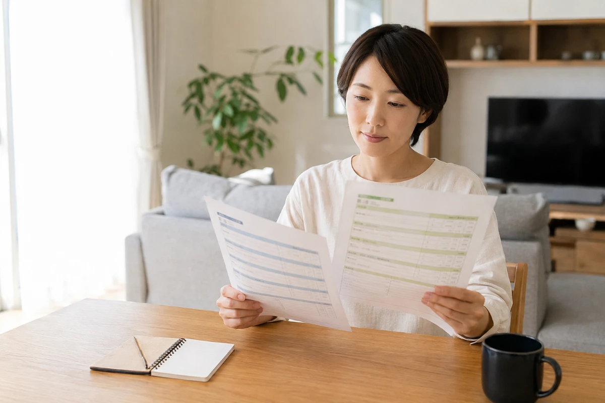 ハウスクリーニングの見積もりを料金と作業範囲で比較している様子