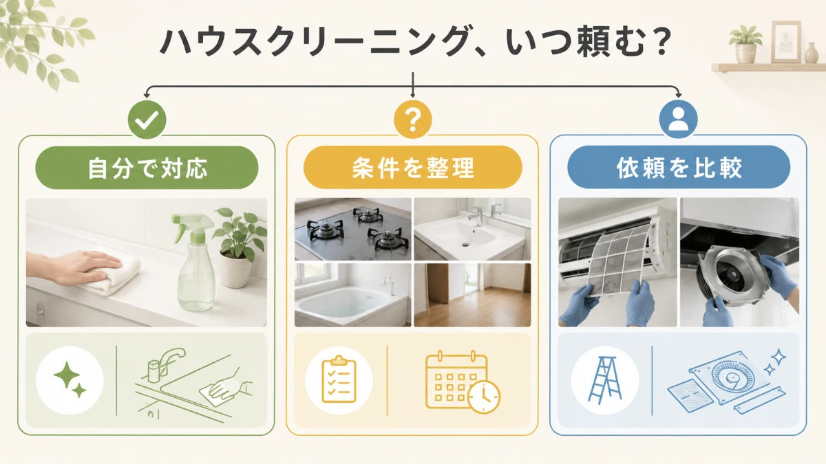 ハウスクリーニングを汚れのひどさだけでなく時間範囲難易度で判断する図