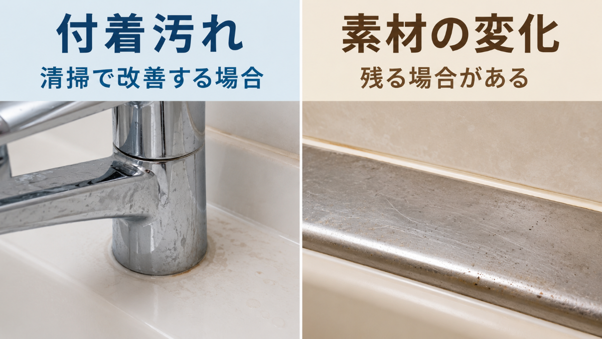 水回りの付着汚れと変色や腐食など素材変化の違い