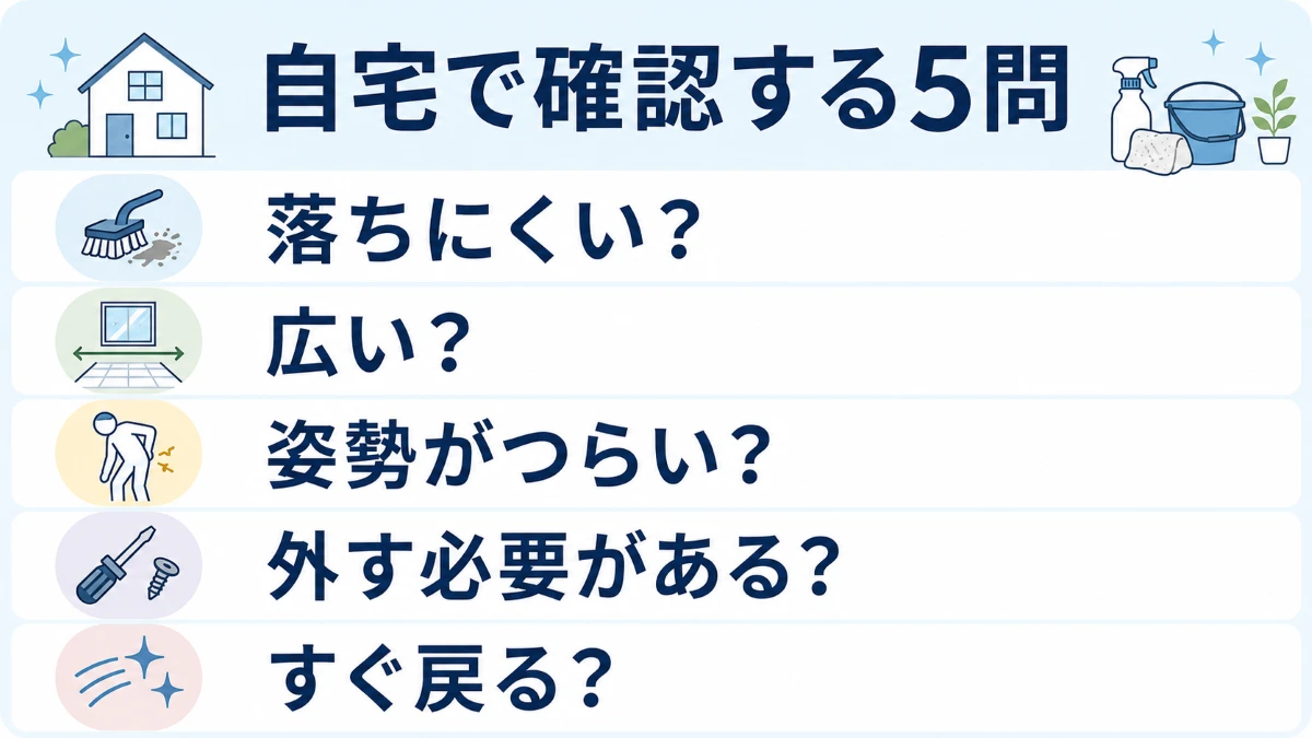 水回り掃除で自宅の大変な場所を5つの質問から確認する図