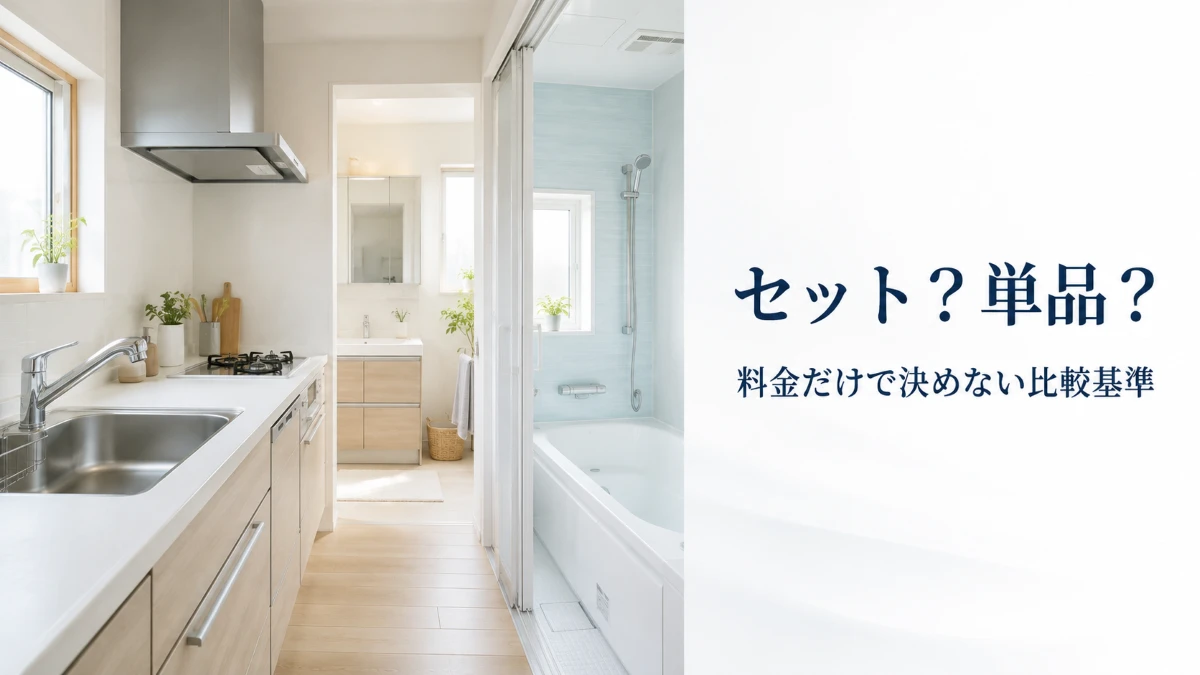 水回りクリーニングのセットと単品を比較する記事のアイキャッチ