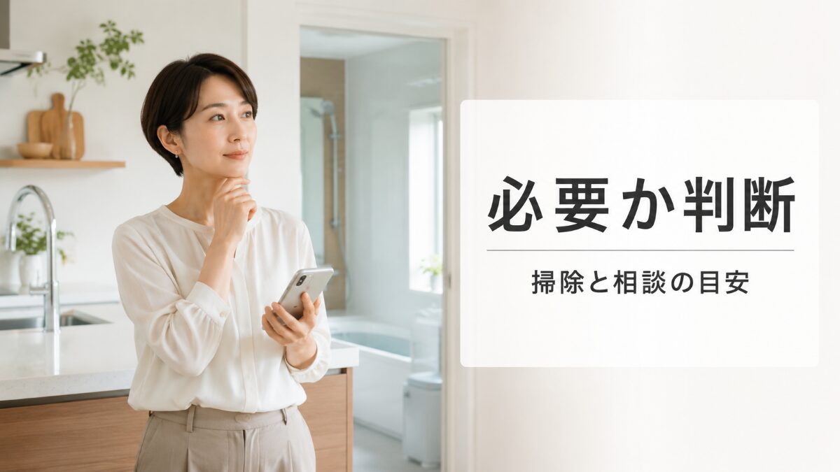 ハウスクリーニングが必要か掃除箇所を確認して判断する様子