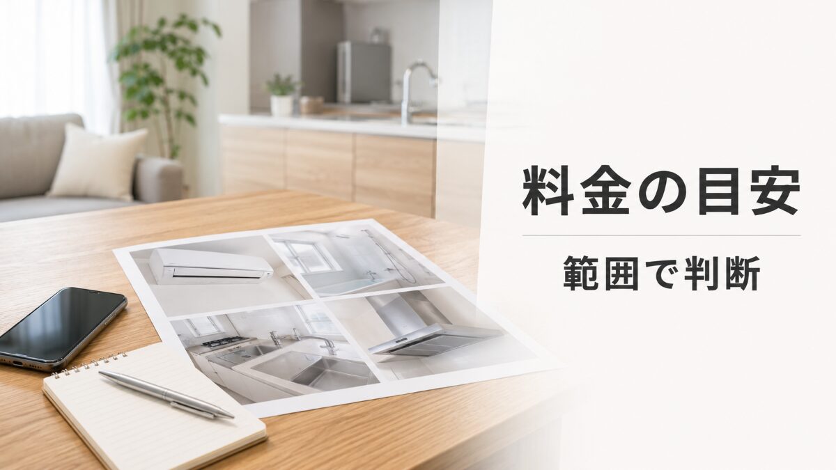 ハウスクリーニングの料金相場と作業範囲を確認するイメージ