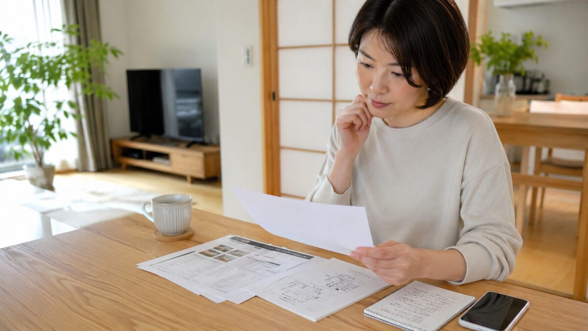 ハウスクリーニング依頼前に見積もりと作業範囲を確認している様子