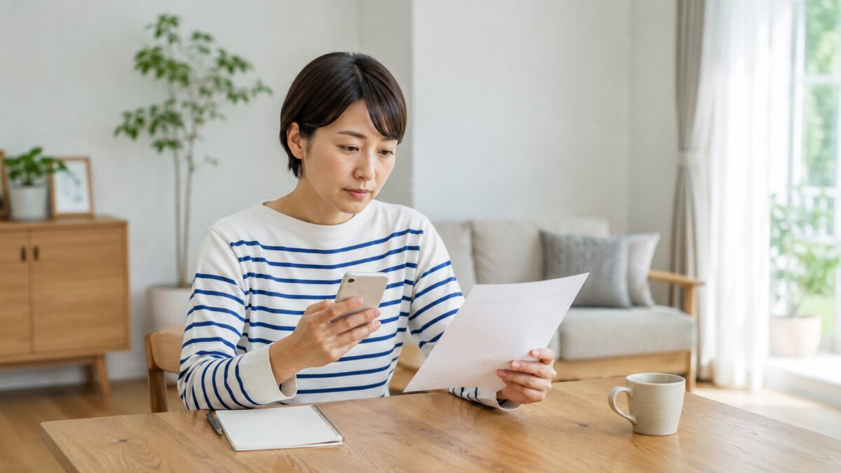 ハウスクリーニング業者をスマートフォンで比較している様子