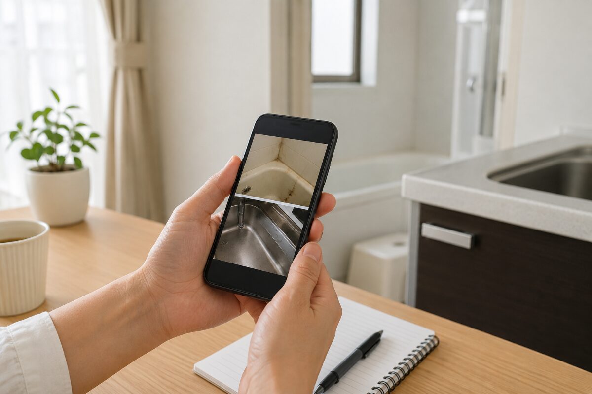 ハウスクリーニング相談前に写真と気になる場所を整理する様子