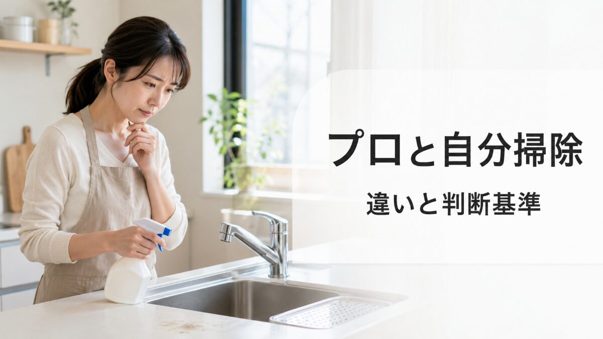 プロと自分掃除の違いを判断するハウスクリーニング記事のアイキャッチ