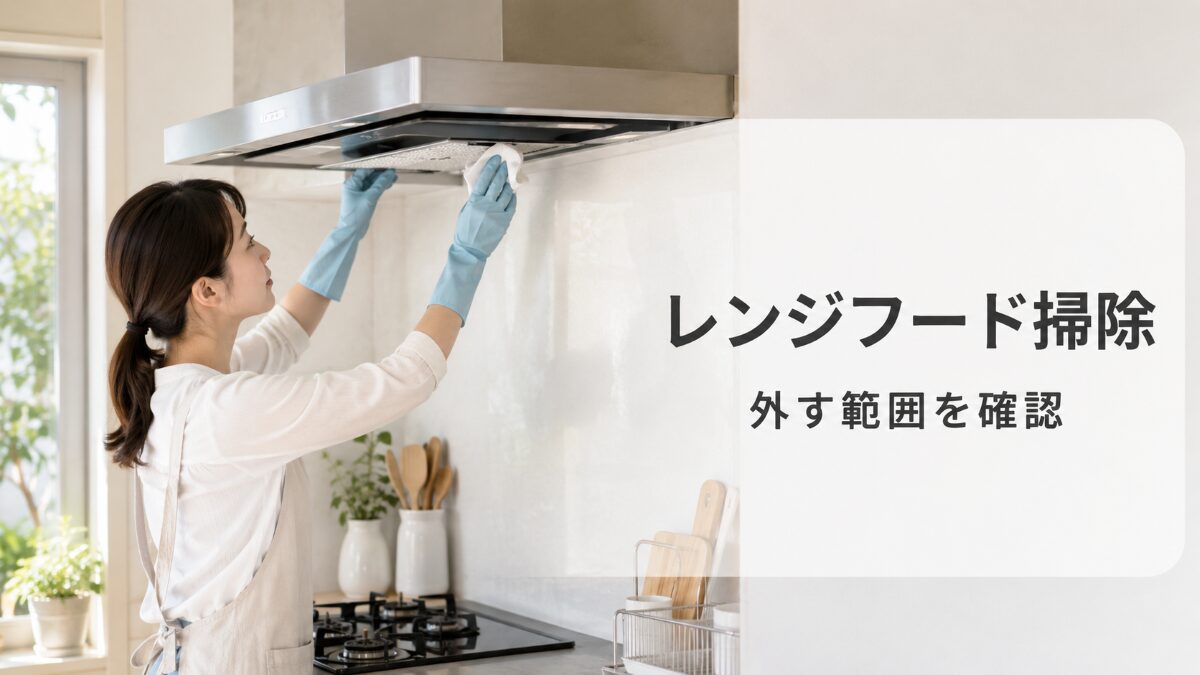 レンジフード掃除で自分でできる範囲を確認する様子