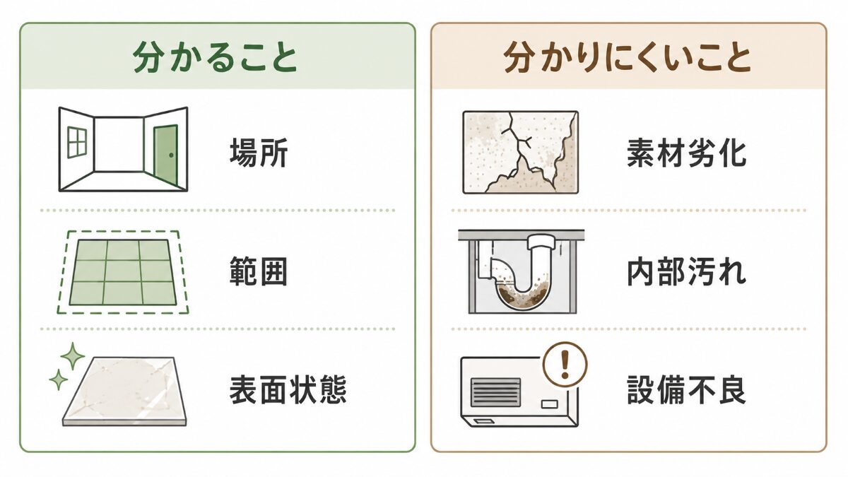 写真相談で分かることと分かりにくいことの比較図