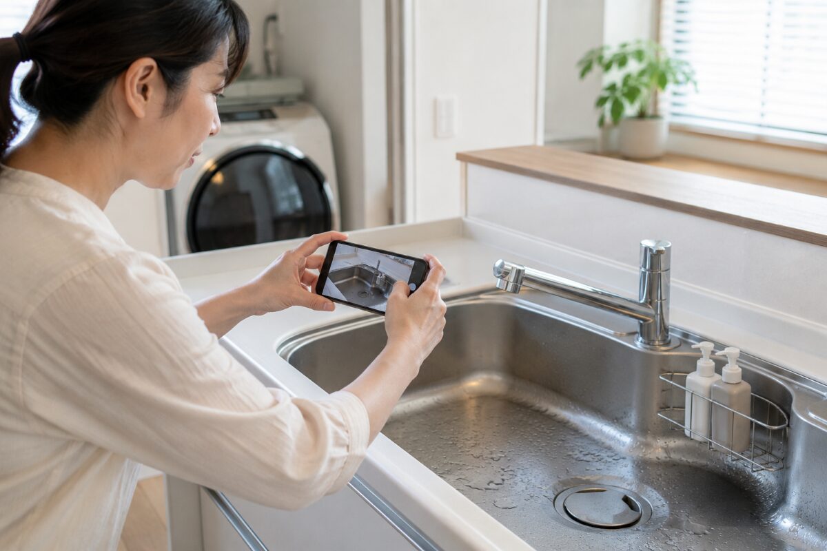 安い見積もりの確認前に気になる掃除箇所を写真で整理している様子
