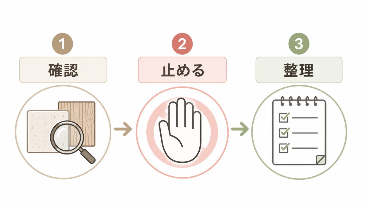 強くこする前に状態を確認して止める判断フロー