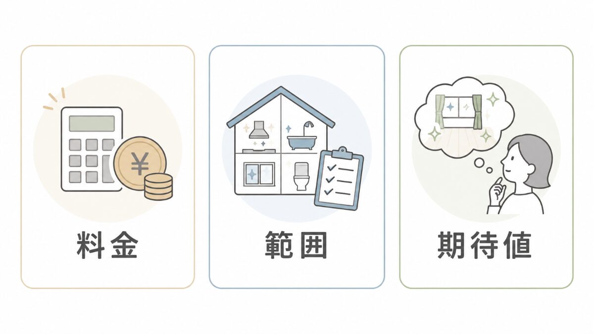掃除依頼前チェックで料金範囲期待値のズレを確認する図解