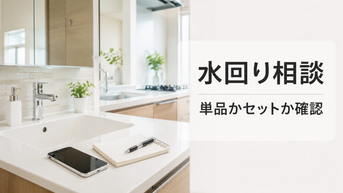 新宿区で水回りクリーニング相談前にスマホとメモで単品かセットかを整理している様子