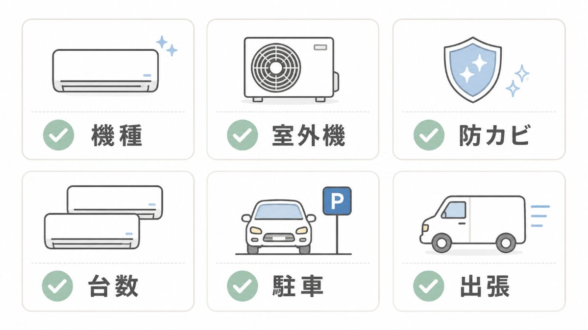 東京のエアコンクリーニングで追加確認しやすい項目の図表