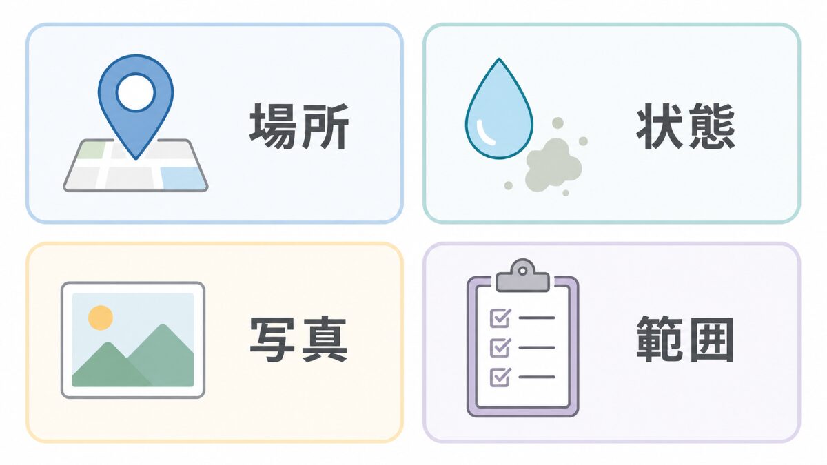 水回りクリーニング相談前に場所状態写真範囲を整理する図解