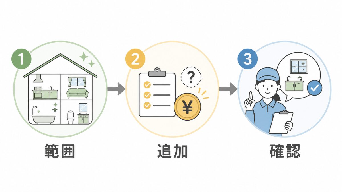見積もり予約前に範囲追加条件確認事項を聞く流れ